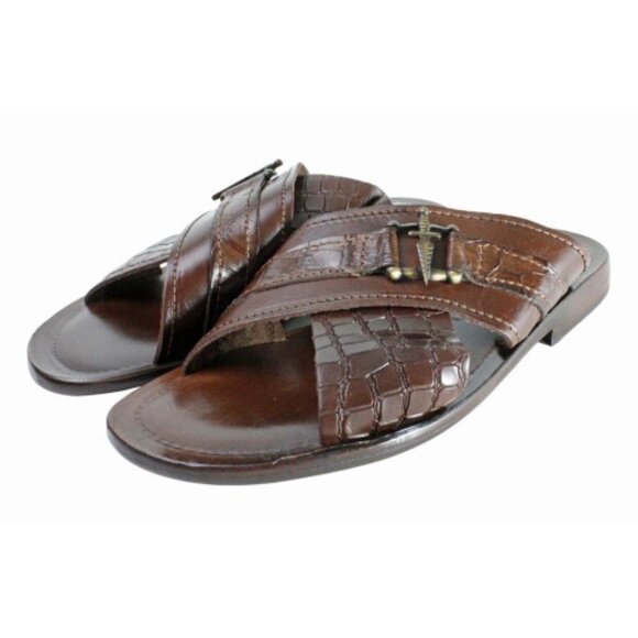 Elhadji Brown Italian Mens Leather Sandals Shoes main image 6